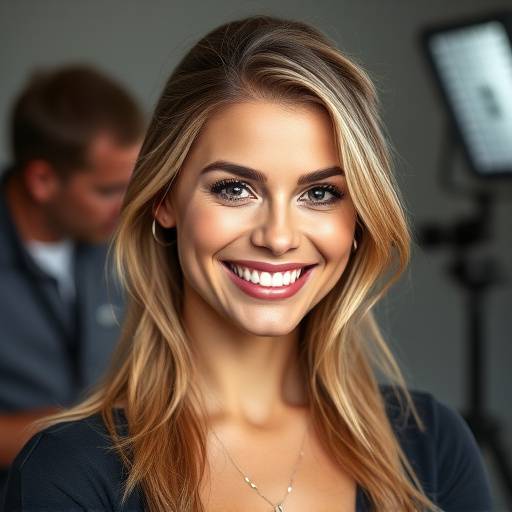 Retrato sorrindo de Fernanda Lima, assistente de fotografia e especialista em ediäão de imagens da Luz & Arte Fotografia