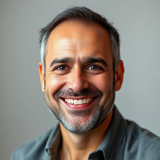 Retrato sorrindo de Ricardo Oliveira, co-fundador e diretor de arte da Luz & Arte Fotografia